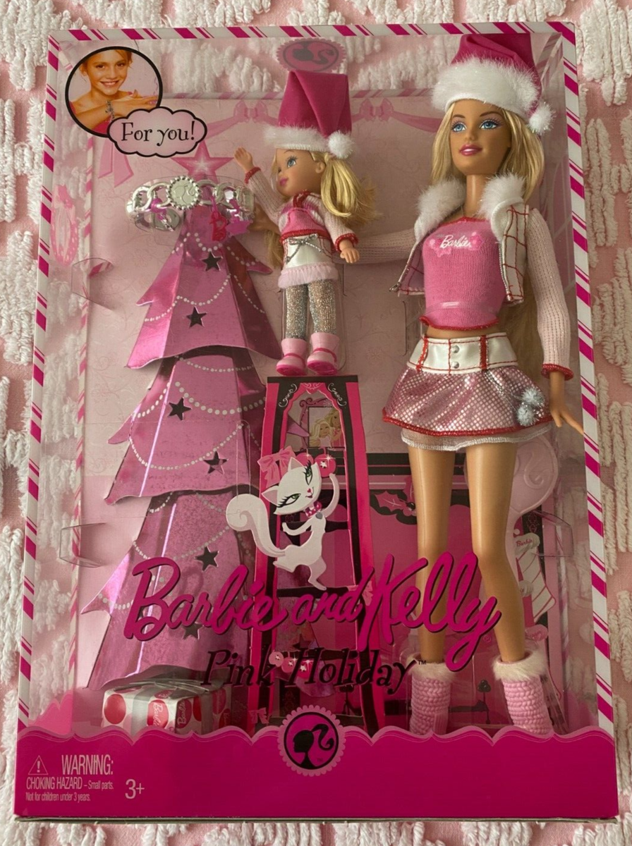 2008 BARBIE AND KELLY PINK HOLIDAY DOLL MATTEL #P9341 FASHION