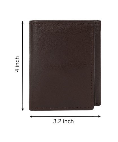 KIDS BOYS SLIM COMPACT FLAP ID AND COIN POCKET TRIFOLD WALLET DARK BROWN - Picture 5 of 10