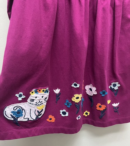 Hanna Anderson Girls Magenta Cat Appliqué With Flowers Longsleeve Sz 140(10) - Picture 3 of 9