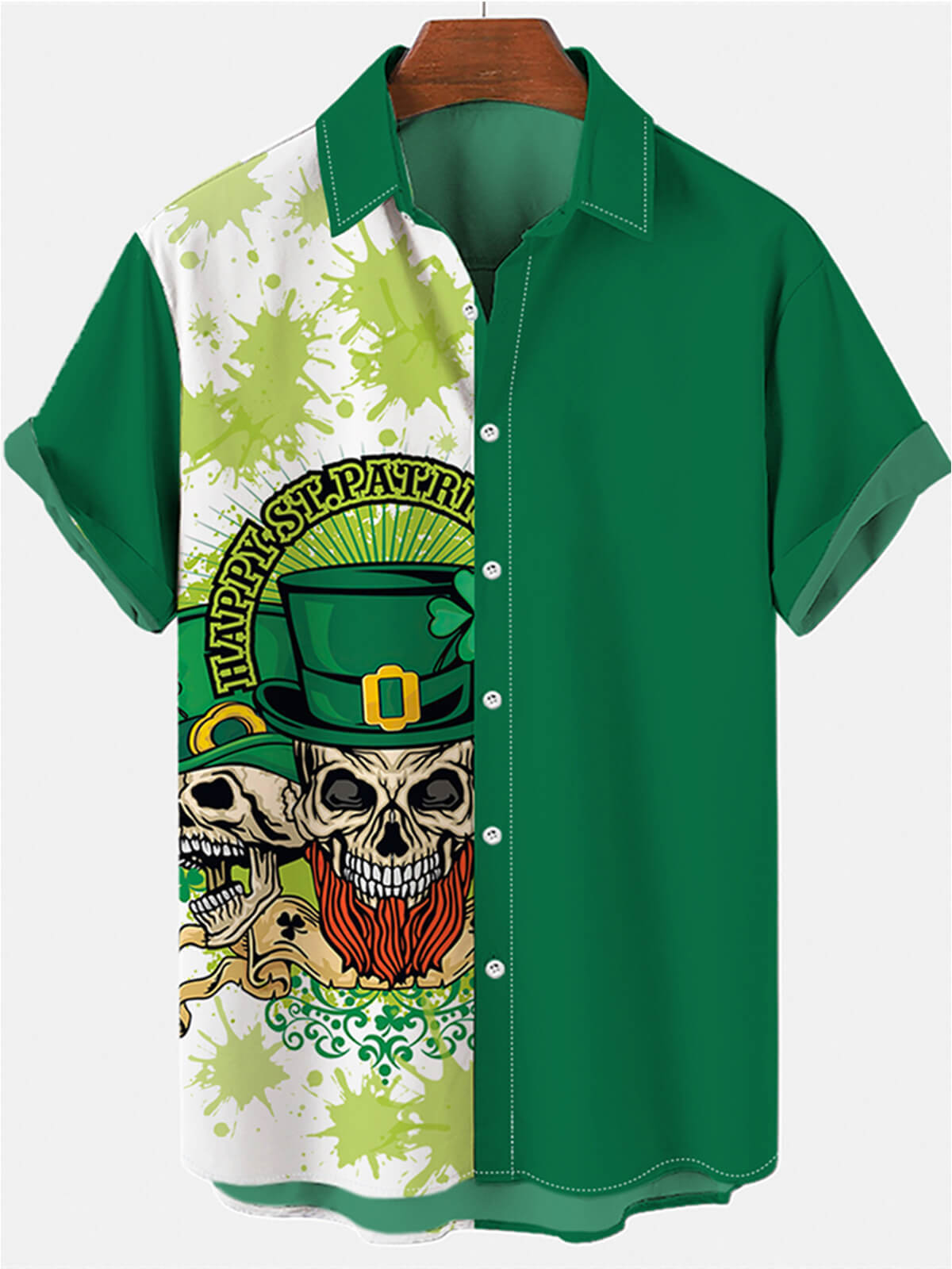 St Patricks Day Print Mens Shirt For Men US Size Summer Style NEW