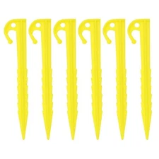 6PC Visible Yellow Plastic Universal Tent Pegs Ground Nail Stakes for Camping 