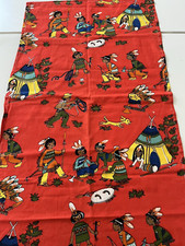 Stoff Indianer Kinder  Vintage  Decke Tischläufer 177x52 cm