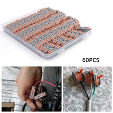 60PCS Wire Connectors 1 to 1 Inline Electrical Lever Wire Nuts Push-in Conductor