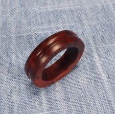Single Channel Hardwood Ring Made from Briarwood - Size 7.5 US 