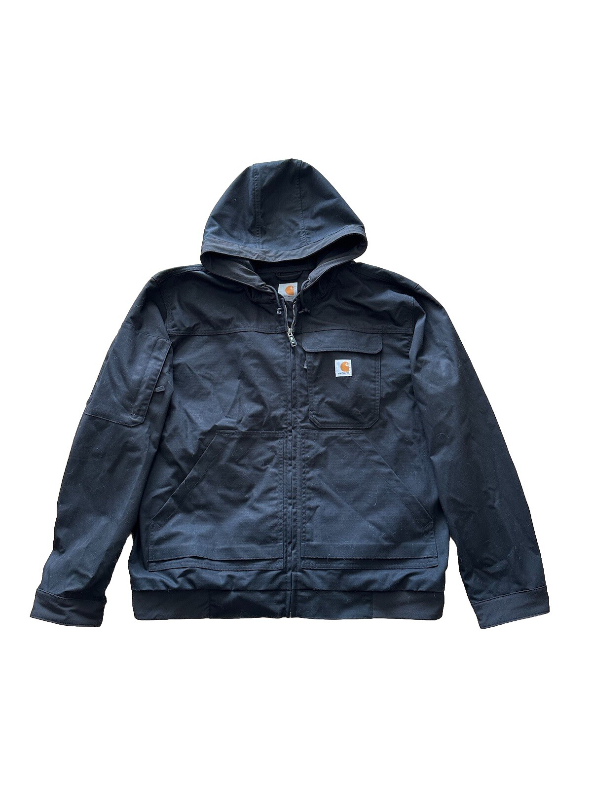 Carhartt Mens XL Black Duck Canvas Full Swing Hooded Work Jacket