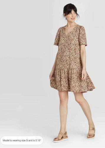 Women's Short Sleeve Ruffle Hem Dress 