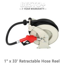 1" x 33' Retractable Fuel Hose Reel Diesel Hose Reel W/ Auto Refueling Gun