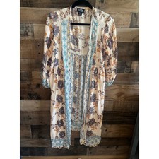 Angie 100 rayon Floral Print Boho Kimono Cardigan Size Small