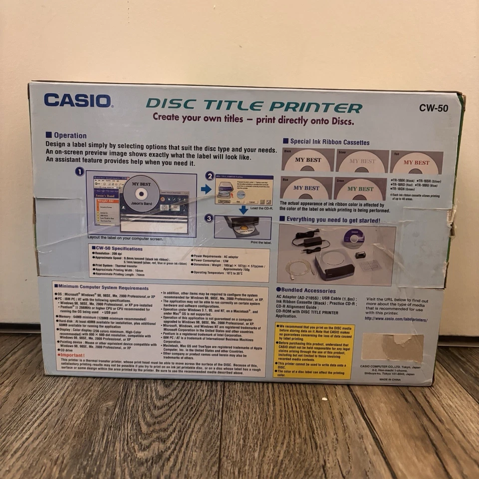 Casio Disc Title Printer CW-50 New Open Box - Image 4 of 4