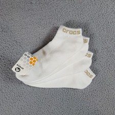 2 Pairs Crocs USA Made Logo Ankle Socks Size 11-13 White Cotton VTG Y2K 2000s