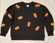 Aldi Serra Game Day Black All-Over Football Sweatshirt Sz Large