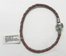 S890  Pandora Single Brown Leather Bracelet 590705CBN-S2 - Size 19 cm