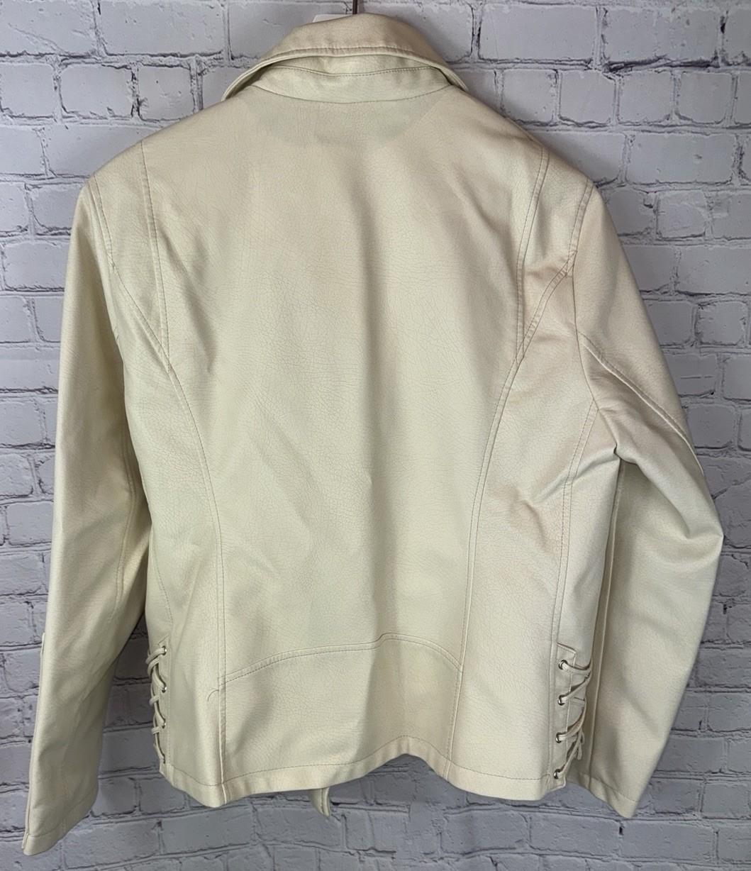 NWT CHICO’S Lace Up Moto Jacket Cream Off-White Size 2 $169.00 Outerwear thumbnail 10