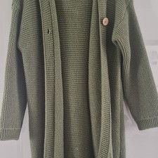 Damen Strickjacke Strick grün Gr. M Kapuze K...