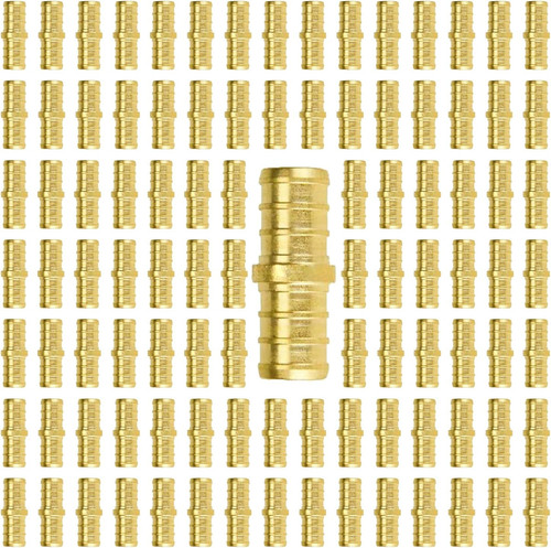 (25-Pack) 1/2 Inch Tee PEX Brass Crimp Fitting, Pex Tubing Fitting No