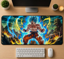 Super Saiyan Warrior Desk Mat  Anime Gaming Mousepad, Extended XXL : 16"X32"