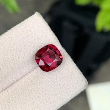 3.7 Cts Natural Red Eye Clean Garnet 8mm Cushion Cut Loose Gemstone Tanzania