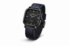 Geneva Quartz Unisex Armbanduhr Blau Schwarz Leder Band Neu