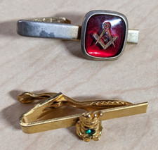 Lot Of 2 Vintage Red Masonic Tie Clip x 1 Roy...