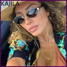 Sexy Small Frame Hexagon Sunglasses Women With Chain 2025 Luxury Brand Designer