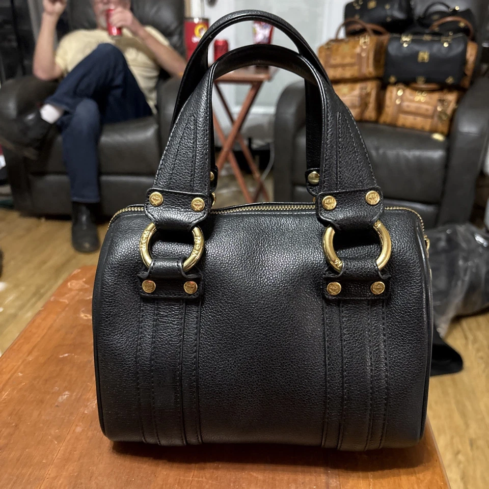 MCM Black Pebbled Leather Boston Bag - Image 4 of 4