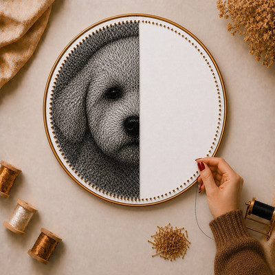 String Art Portrait Rahmen mit Goldrahmen (50 cm) & vormontierten Nägeln