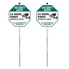 Security Alert 24 Hour Video Surveillance Yard Sign, Rustproof Aluminum with ...