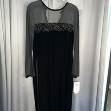 Jessica Howard evenings ladies long velvet evening gown beaded black Train 10