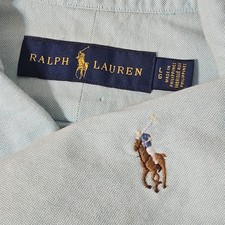 POLO Ralph Lauren Flesh PONY Oxford Blue Twill Button Dress Shirt L EUC