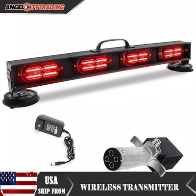 LED Light Bar Wireless Tow Stick Flashing Emergency Warning Magnetic Base 4 Pins