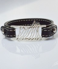 Bracciale cinturino in vera pelle York-Shire in argento 925 Luce 