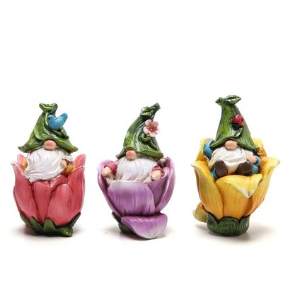 Hodao Resin Gnome Figurines, 3-Piece Flower Pot Indoor Home Decorations, Cute...