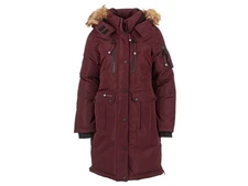 CANADA WEATHER GEAR WOMEN'S LONG PUFFER SMALL - CRANBERRY/NATURAL