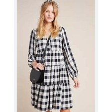 NWT Maeve Amber Plaid Tiered Dress Size M Anthropologie $148 Cottagecore BOHO