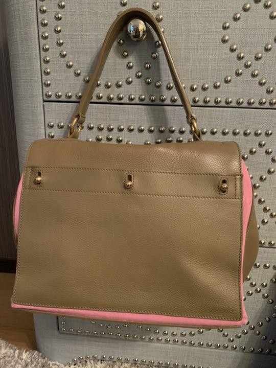 Borsa Yves Saint Laurent M marrone rosa spedizione usata quasi come nuova articolo originale GIAPPONE.