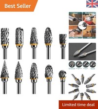 High-Performance 10pc Rotary Burr Set with 1/8'' Shank - Ideal for Metal & Wood