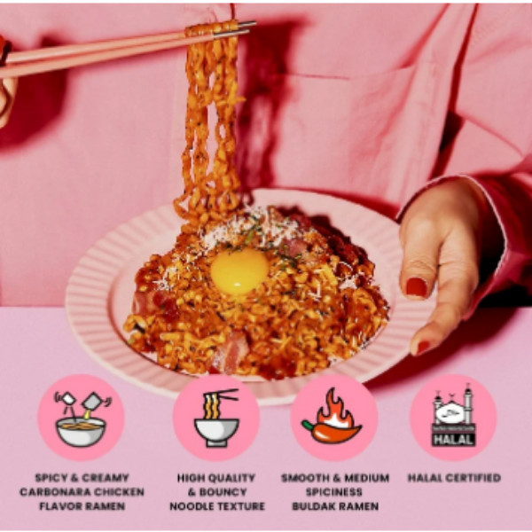 Samyang Spicy Chicken Noodle Carbonara Flavor Ramen, 4.58 oz, 5 Pack - USA