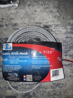 GOLDENROD Dutton-Lainson Company (6361) 7/32'' x 25'' Winch Cable with Hook A20
