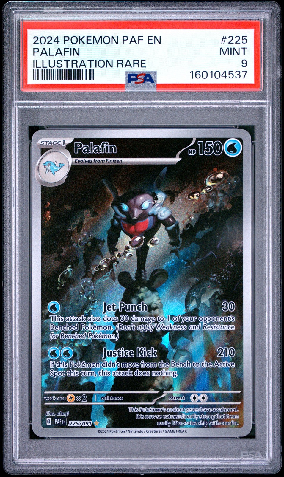 2024 Pokemon Paf En-Paldean Fates #225 Palafin Illustration Rare PSA 9