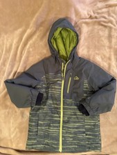 L L Bean Kids Hooded Lime Striped Jacket 6x/7