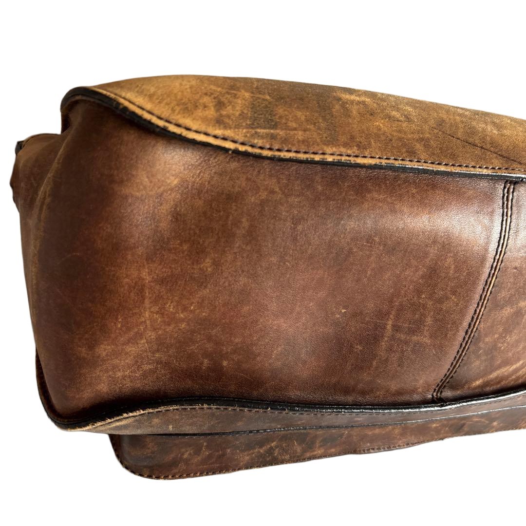 PORTER GROUND 70th Anniversary Leather Messenger Bag Vintage Dark Brown Japan