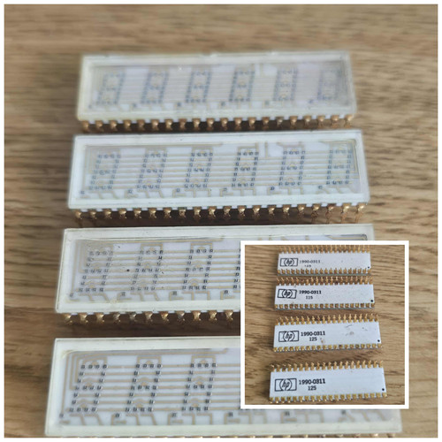 4x Super Rare Vintage White Gold Ceramic IC HP 1990-0311 Dot Matrix Display Chip