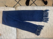 Vintage 2006 Berkshire Acrylic Navy Blue Fringe Rectangular Scarf Soft 8  x 54  