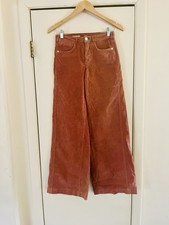 Pilcro Wide Leg Mid Rise Rose Pink Farmcore Town Country Corduroy Pants