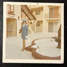 Vintage Photo Pan Am Airlines STEWARDESS Uniform Legs Skirt Snow Hat Uniform