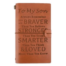 To My Son Leather Journal Gift from Mom, Son Christmas Birthday Graduation Gi...