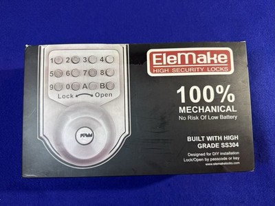 Elemake Keyless (or Key) Entry Keypad Deadbolt Door Lock Stainless Steel New