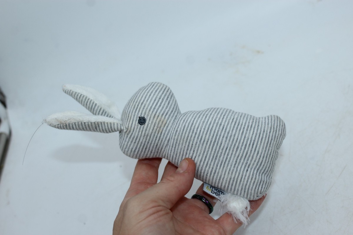 Mami Beby Bunny Rabbit Gray Grey White Stripe Bunny Rattle Baby