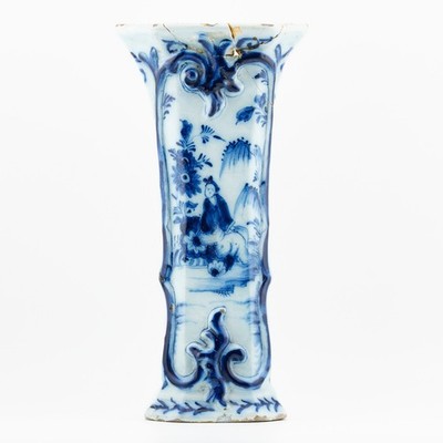 Dutch Delfter Vase Porzellan Kobaltblau Weiß Floral Niederlande Periode 18. Jh.