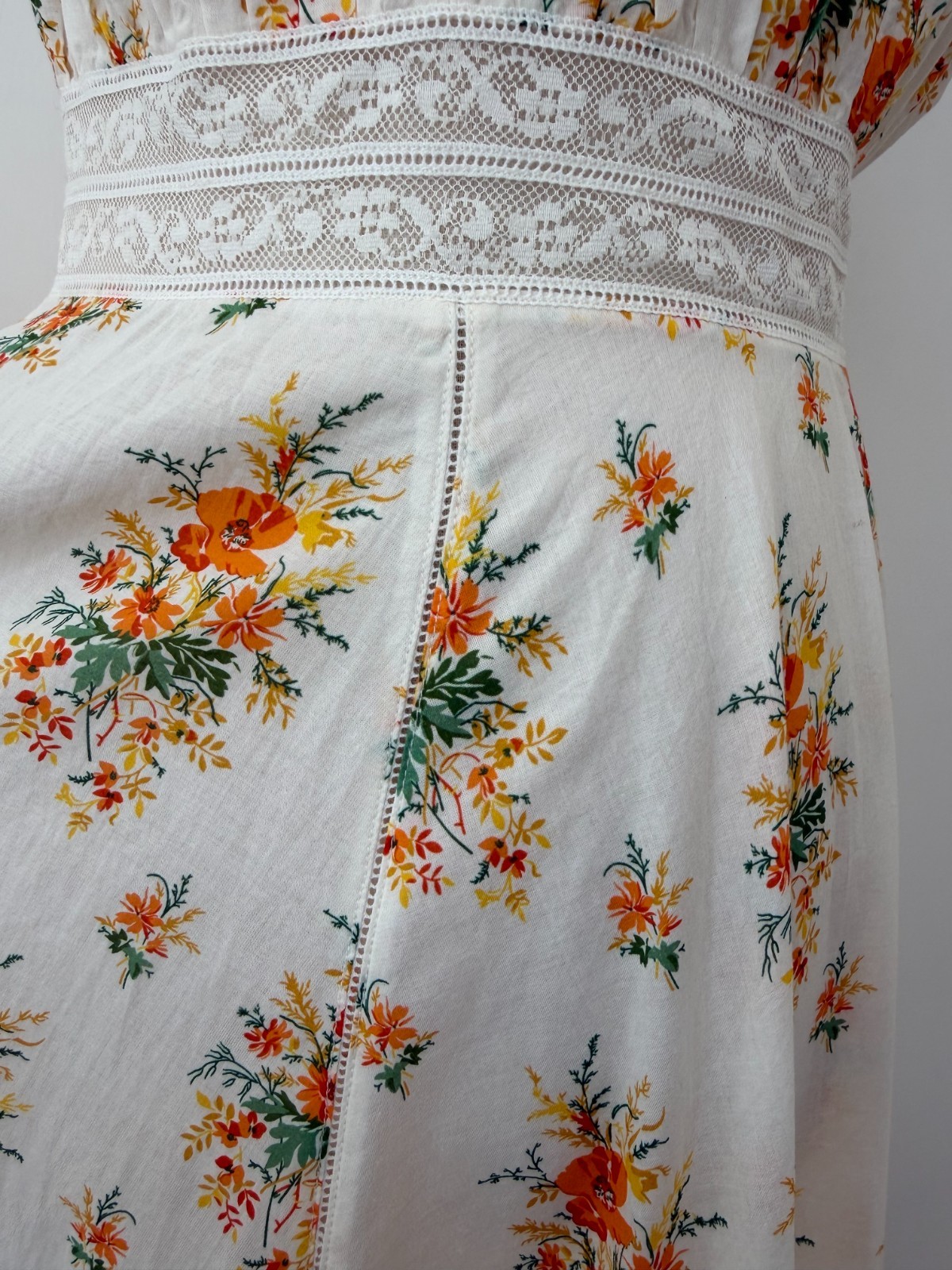 White Floral Sleeveless A-Line Midi Dress | Doen Liliane image 7